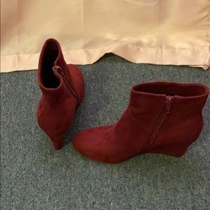 Burgundy Wedge Booties